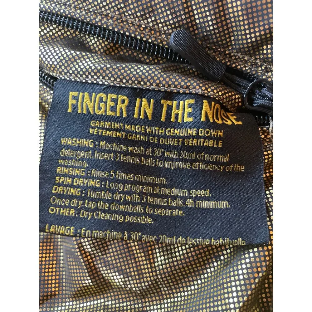 Finger In The Nose Girls Jacket 5XL 16Y Snowdance Down Reversible Ash Black Gold